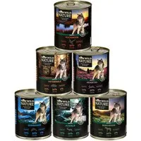 Dehner Wild Nature Probier-Set, mit Ente / Pferd / Lachs, 6 x 800 g Dose, Nassfutter für: Hunde, Nassfutter für ausgewachsene Hunde, getreidefrei / zuckerfrei