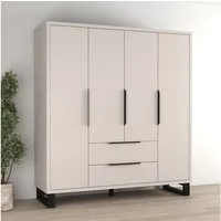 Home affaire Drehtürenschrank Bronne,Breite 191 cm, Kleiderschrank inclusive Innenausstattung Kleiderschrank, 2 Schubkästen, Metallgriffe, Garderobe