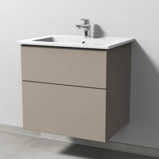 Sanipa 3way Keramik-Set Venticello Keramik-Waschtisch und Unterbau mit 2 Auszügen, Sandgrau-Matt SF32267