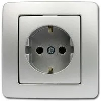 TEM Unterputz-Steckdose EKONOMIK Schuko-Steckdose silber, 250V~/16A, UP