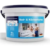 plid Feuchtraumfarbe Bad & Küchenfarbe Badfarbe Küchenfarbe Feuchtraumfarbe Wandfarbe, Schnelltrocknend, Spritzarm, Verarbeitungsfertig