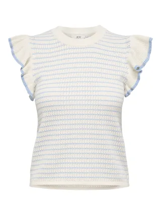 JDY - JDYCARICE S/L FRILL PULLOVER KNT NOOS Cloud Dancer - Gr. - M