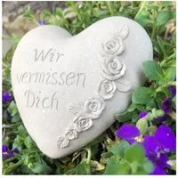Radami Gartenfigur Grabherz "Wir vermissen Dich" 10cm, Handarbeit