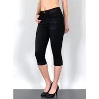 ESRA Caprijeans Sommer Hose Damen Capri Jeans High Waist kurze Jeans bis Übergröße C21 Damen Capri Jeans High Waist 3/4 Jeans Damen Stretch Jeanshose Shorts