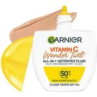 GARNIER Getönte Gesichtscreme Garnier Vitamin C Wonder Tint All-In-1 Getöntes Fluid, mit LSF 50+, Fluid-Textur, nicht fettende und nicht klebende Formel