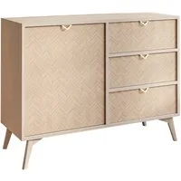 Lookway Kommode ALOE KSZD106 mit Drehtür und drei Schubladen, 106x38x80 cm
