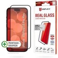 Displex Displayschutzglas Real Glass FC für Apple iPhone 15 Plus, Apple iPhone 15 Pro Max, Displayschutzfolie Displayschutz kratzer-resistent 10H splitterfest