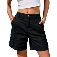 IVIR Bermudas Kurze Hose Damen, Cargo Shorts Damen (1-tlg) Hochtailliert & dehnbar aus Baumwolle mit 6 praktischen Taschen