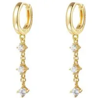 Hey Happiness Paar Ohrhänger Tropfen Creolen Silber 925 Damen Zirkonia, Silber Ketten Ohrringe 18K Vergoldet hängend, Brautschmuck