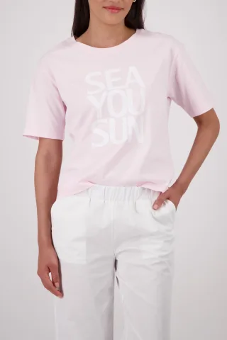 monari - T-Shirt mit Schriftzug french rose - Gr. - 40