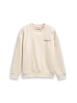 Denim Tom Tailor - Relaxed Sweatshirt mit Print wool white - Gr. - S
