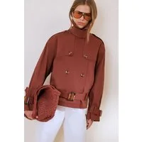 Friends Like These Kurzmantel Friends Like These Kurzer Trenchcoat mit Gürtel (1-tlg)