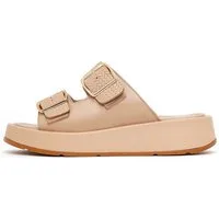 Derimod Comfort-Pantoletten aus Leder Mules Echtes Leder, Lederfutter, Verstellbare Schnallen, Plateau-Stil