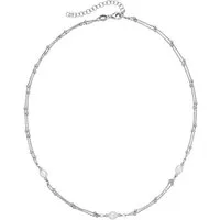 Firetti Collier Schmuck Geschenk Silber 925 Halsschmuck Ankerkette zweireihig Kugeln, mit Süßwasserzuchtperle