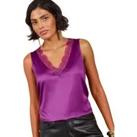 Love & Roses Trägertop Love & Roses Satin-Trägertop mit Spitze, Regular (1-tlg)