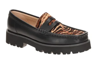 Clarks 26186570 4 Yukoner Penny Damen Loafer Schwarz Echtleder Gummisohle