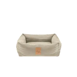 Denjo Dogs Hundebett Vintage Canvas mit Lederdetails im Landhausstil, Bezug waschbar, erhöhter Rand (S) 60x45cm "Classic Nest" sand beige