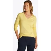 Tommy Hilfiger Strickpullover STITCH V-NECK mit Knopfdetail am Ärmel, Regular Fit