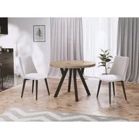 WFL GROUP Esstisch Twixy ausziehbar rund modern mit schwarzen Holzbeinen (MADE IN EU, erhältlich in 3 Größen – 90/100/100 cm, ausziehbar auf 170/150/200 cm), platzsparender Tisch für kleine Küche, Esszimmer oder Wohnzimmer