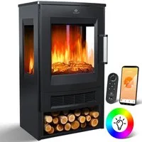 KESSER Elektrokamin, mit Heizung Panorama-Sichtfenster Heizlüfter 9 LED-Flammeneffekt