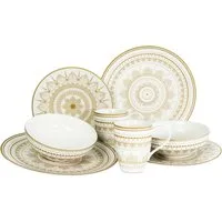 CreaTable Kombiservice Mandala Gold Gold-Weiss (8-tlg), 2 Personen, Steinzeug
