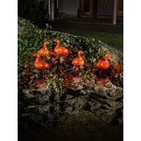 KONSTSMIDE Dekoobjekt Flamingos für Außen (1 St), LED Acryl Flamingos, 5er-Set, 40 bernsteinfarbene Dioden