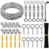 LuxusKollektion Drahtseil 30M 3mm Edelstahl Drahtseil mit ösen Kabelschloss PVC ummantelt