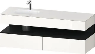 Duravit Qatego Einbauwaschtisch mit Konsolenwaschtischunterbau Weiß Hochglanz 1600x500x600 mm - QA47 QA4795016220000