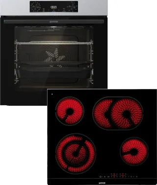 GORENJE Backofen-Set "BOSB737OTX" mit 1-fach-Teleskopauszug Aqua Clean Pizzafunktion mit 300 C – perfekt für Pizza, Focaccia und mehr
