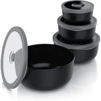 Arendo Rührschüssel 4er Plastikschüssel-Set mit Deckel 0,35 L / 0,65 L / 1,2 L / 2,0 L, Kunststoff, (Set, 4-tlg), rund, BPA-frei, Spülmaschinen und Mikrowellen geeignet