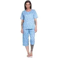 EloModa Pyjama Damen Pyjama 2 teiliger Schlafanzug Hausanzug 3/4 Sommer, M L XL 2XL (2 tlg)