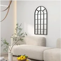 HOMCOM Wandspiegel Flurspiegel mit Metallrahmen (Wohnzimmerspiegel, 1-St., Dekospiegel), Schwarz 110 x 65 x 2,5 cm