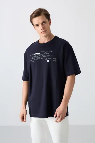 Übergröße Bedrucktes Rundhals-T-Shirt