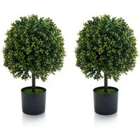 Kunstbaum 2er-Pack Künstlicher Buchsbaum mit Früchten Kunstpflanzen 51cm, GarveeMore, Höhe 50 cm