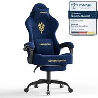Huracan Gaming-Stuhl Massage Gaming Sessel mit Fußstütze 90-135° Rückenlehne einstellbar, Bürostuhl Ergonomisch,Verstellbarem Lenden- & Kopfkissen,mit Fußstütze