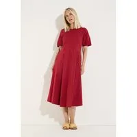 MORE&MORE Blusenkleid feminines Maxi-Halbarmkleid