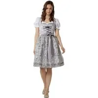dressforfun Dirndl hochwertiges & elegantes Trachtenkleid Lea Silber (Premium Midi-Dirndl, Gr. 42) Perfekt für Oktoberfest, Trachtenpartys oder Volksfeste