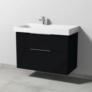 Sanipa 3way Waschtischunterbau zu Geberit Xeno2 Waschtisch mit 2 Auszügen, Schwarz-Matt UF66208