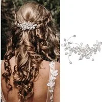 Zaewry Haarspange Hochzeit Kristall Haar Reben Blume Blatt Kopfschmuck, Hochzeit Haarschmuck für die Braut