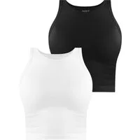 Janice Tanktop 2 x Damen crop Top hochgeschlossen Niah Kurzes Tanktop aus Baumwolle