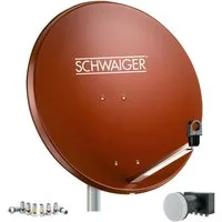 Schwaiger 714524 SAT-Antenne (75 cm, Stahl, Quad LNB, ziegelrot)