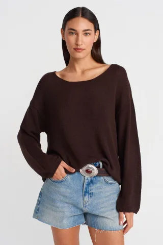 Damen Rippstrickbootkragenpullover