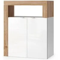 welltime Unterschrank Hamburg Höhe 78 cm, Breite 64 cm, Badkommode mit 2 Türen, Badezimmerschrank, dekorativer Rahmen, offenes Fach, Metallgriffe
