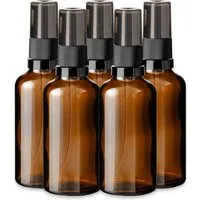 CK Verpackung GmbH Leerglas 5x Braune Glasflasche 50 ml mit schwarzer Pumpe leere Kosmetikflaschen (Set x5)