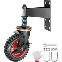 XERSEK Torlaufrolle Schwerlastrolle mit Federbelastung & Bremse 360° Bis 200–250kg, (Set, 150/200mm Torrolle Gummirad, Doppel-Kugellager, Stahlhalterung), Torräder Lenkrolle Universelle Passform, Schiebetor, Drehflügel