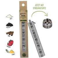pandoo Gewürzbehälter Reisegewürz Set, Aluminium, (5-tlg), Mini Reise Gewürzset mit 5 Gewürzfächern & Streuaufsatz