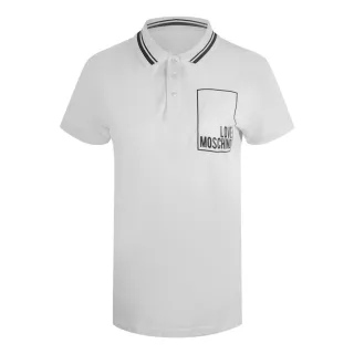 Love Moschino Poloshirt Mit Kleinem Box-logo, Weiß