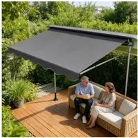 Ferghana Klemmmarkise Klemmmarkise Ohne Bohren, Balkonmarkise Höhenverstellbar (Sonnenschutz Wasserdicht UV-beständig, Sonnenmarkise für Terrasse Balkon Garten) Sichtschutz Markise