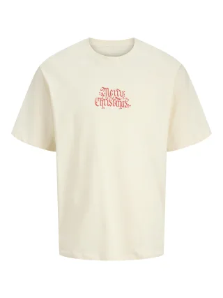 JACK&JONES - JORHOLIDAY SPIRIT TEE SS CREW NECK antique white - Gr. - L