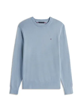 Tommy Hilfiger - Monogram Rundhals-Pullover aus Baumwoll-Kaschmirmix blau - Gr. - XL